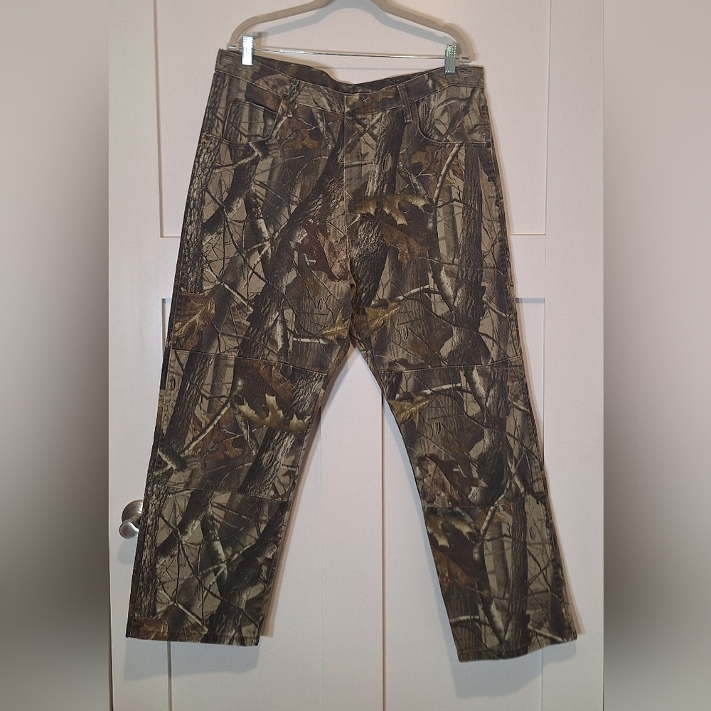 Wrangler Vintage 40X28 Camo Hunting Pants Jeans Realtree Hardwoods Double Knee